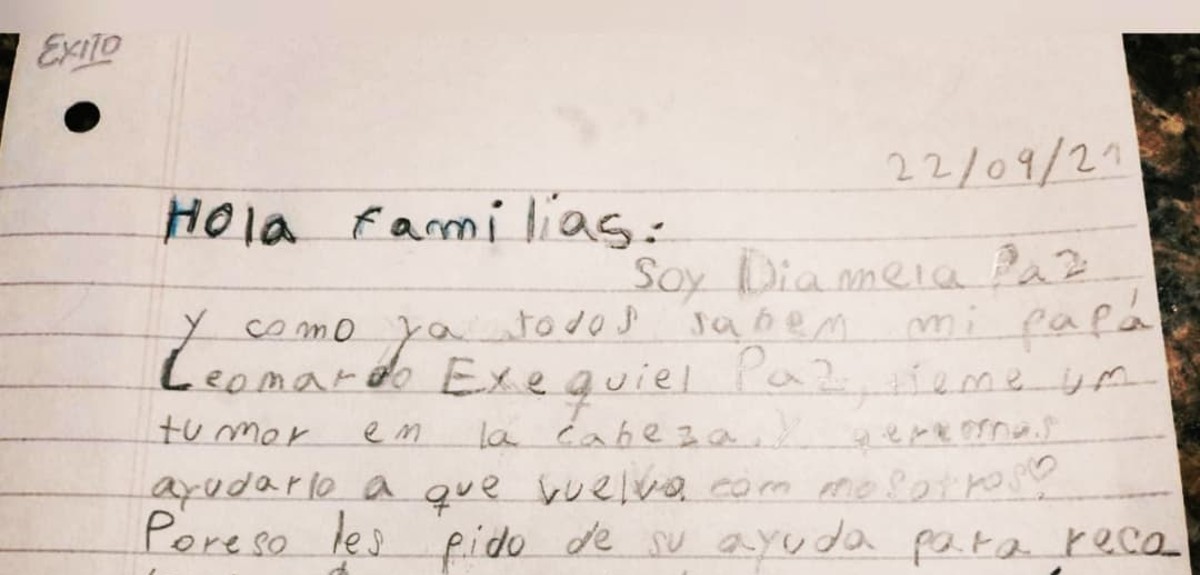 Desgarradora carta de niña de 9 años para ayudar a su padre con cáncer: “Que vuelva con nosotras”