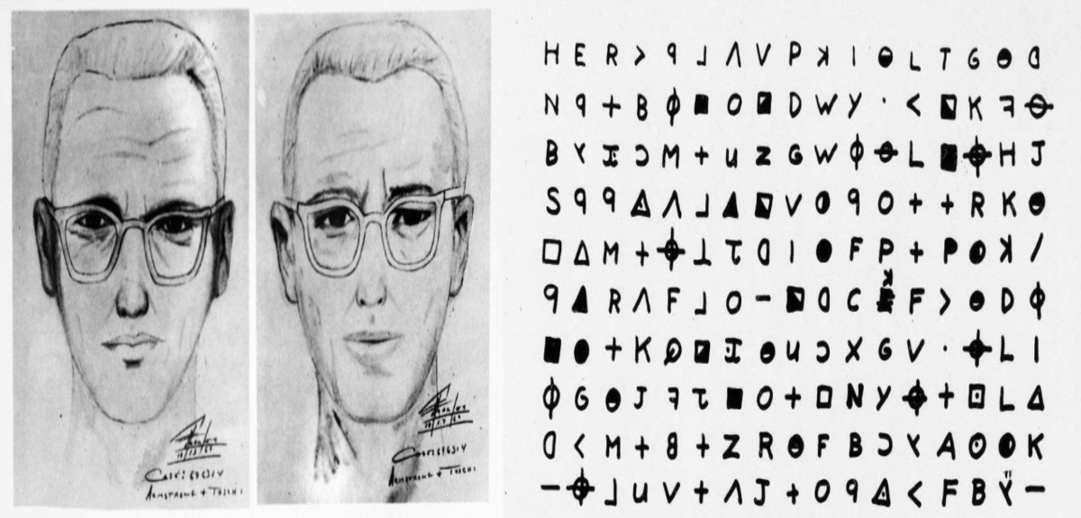 Sketches identificatorios del Asesino del Zodíaco | Uno de los mensajes en código