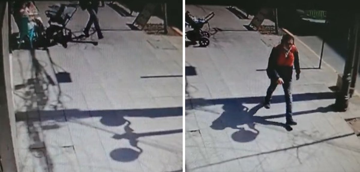 Video registró violento actuar de hombre en Providencia: pateó coche con bebé en su interior