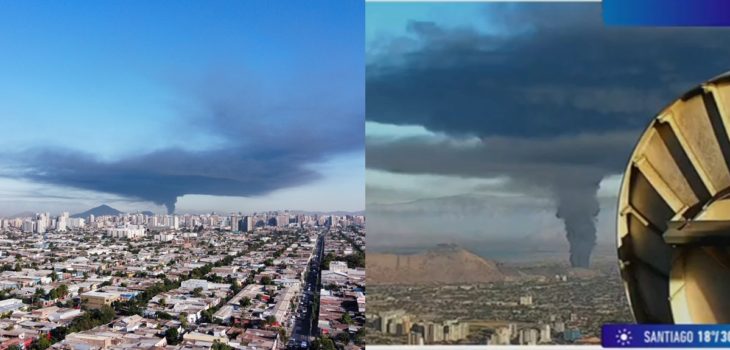 Impactantes imágenes muestran nube tóxica que rodea Quilicura por incendio en una empresa