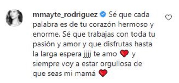 Mayte Rodríguez envió dulce texto a su madre Carolina Arregui
