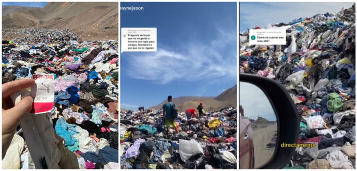 Periodista grabó toneladas de ropa botada en Desierto de Atacama: encontró prendas con etiqueta