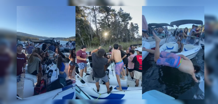 Pese a peak histórico de contagios de COVID en Chile: se registró nueva fiesta masiva en lago de Vichuquén