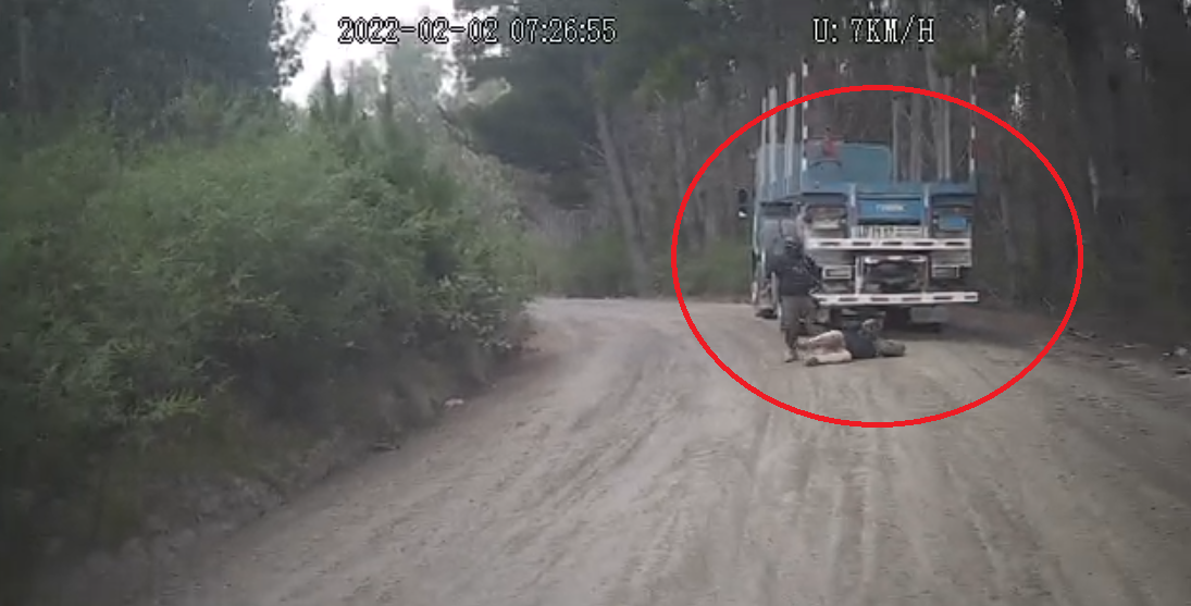 Captan impactante momento en que encapuchado armado amenaza a conductor en provincia de Arauco