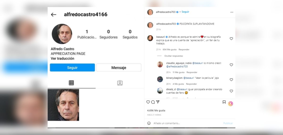 Alfredo Castro acusó suplantación en Instagram