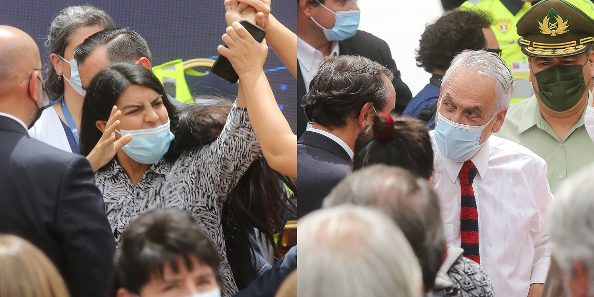 Mujer lanzó agua a presidente Piñera en plena actividad en La Moneda
