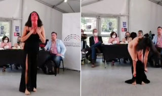 Activista de Petorca protestó desnuda en actividad de la convención
