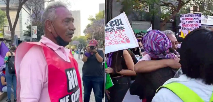 Padre de Esmeralda Castillo, desaparecida en México, marcha este 8M y es abrazado por manifestantes