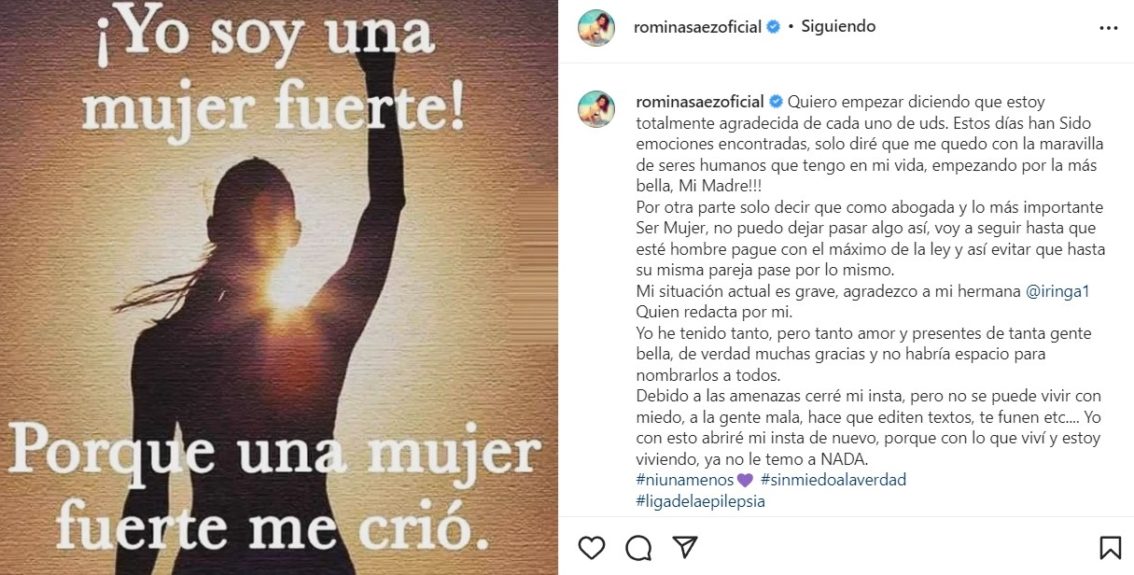 Romina Sáez actualizó su estado de salud.