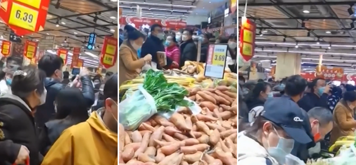 Caos en supermercado de Shangái por confinamiento