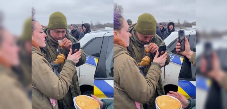 soldado ruso llora ucranianos le dan comida
