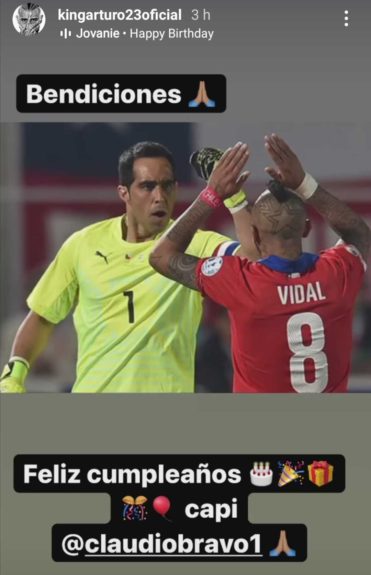 Arturo Vidal saludo cumpleaños Claudio Bravo