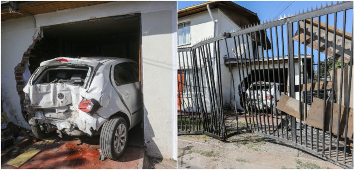 “Salvada milagrosa”: auto quedó incrustado en pieza donde dormía persona mayor en Macul