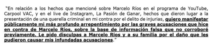Las disculpas de Jordi Castell a Marcelo Ríos.