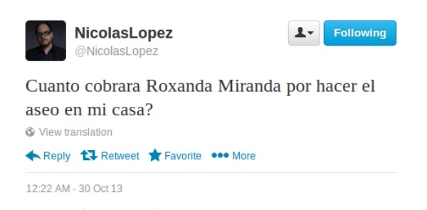 tuit Nicolás López Roxana Miranda