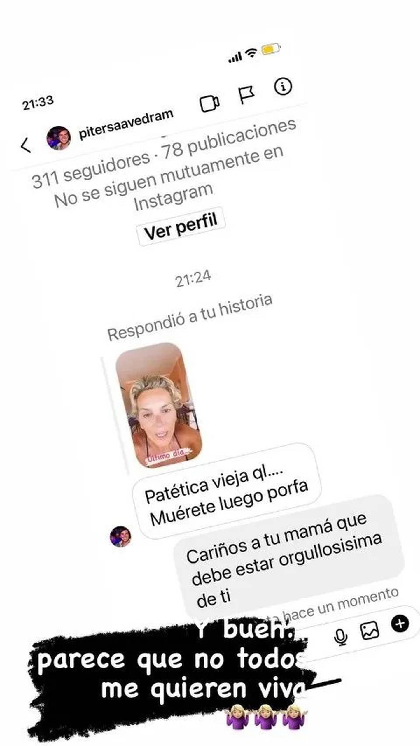 Fran García-Huidobro reaccionó a crudo mensaje que recibió en Instagram: "No todos me quieren viva"