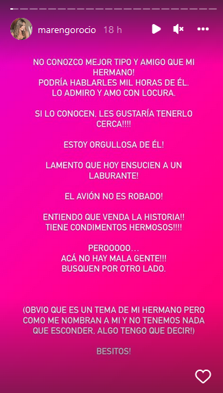 El descargo de Rocío Marengo luego que allanaran campo de su hermano: lo acusaron de robar avioneta