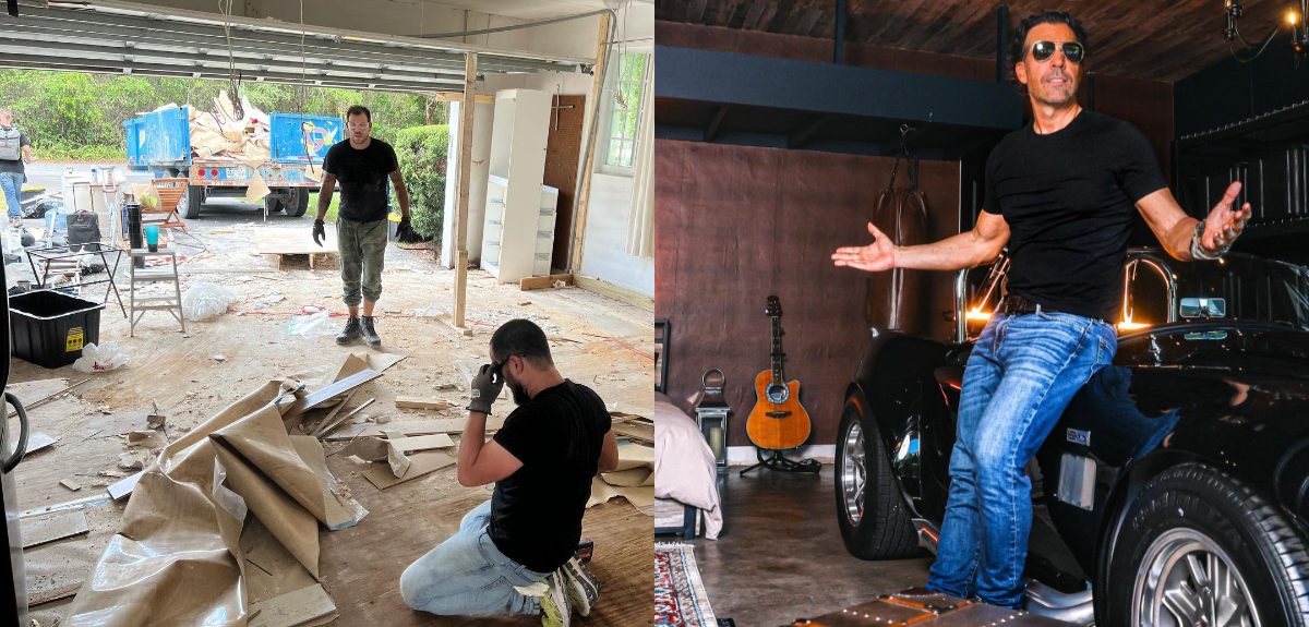 Felipe Viel mostró la sorprendente transformación de un garage: tiene sillones y hasta una cama