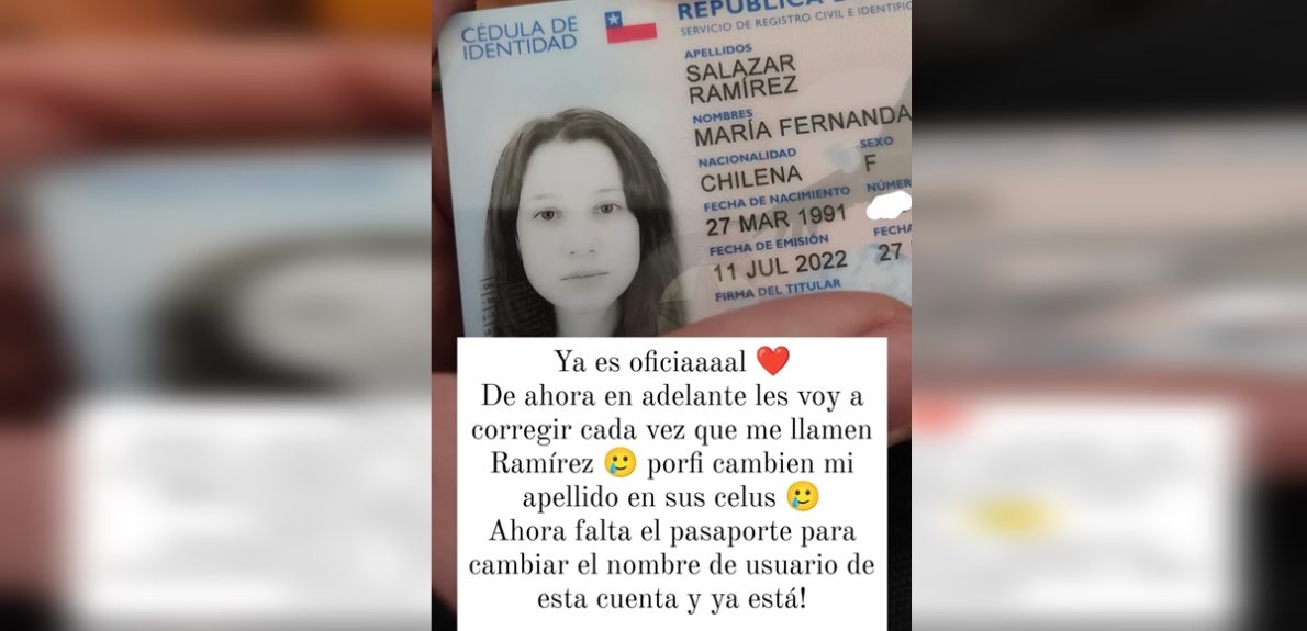 Fernanda Salazar celebró cambio oficial de sus apellidos: publicó foto de nueva cédula de identidad