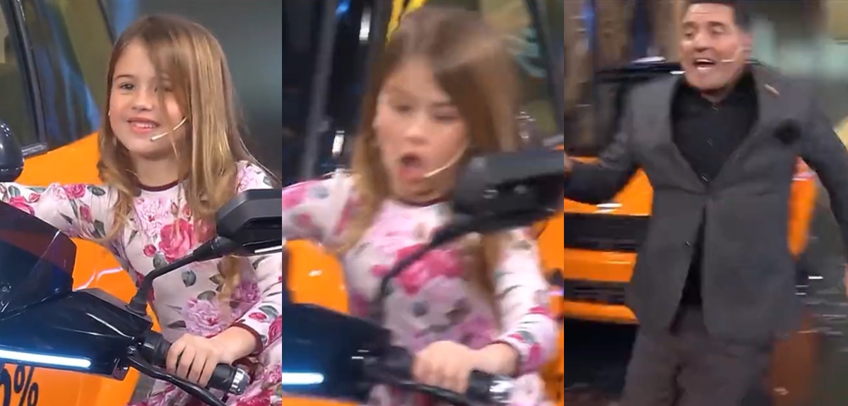 Tenso momento en TV argentina se volvió viral: niña perdió el control de una moto en pleno programa