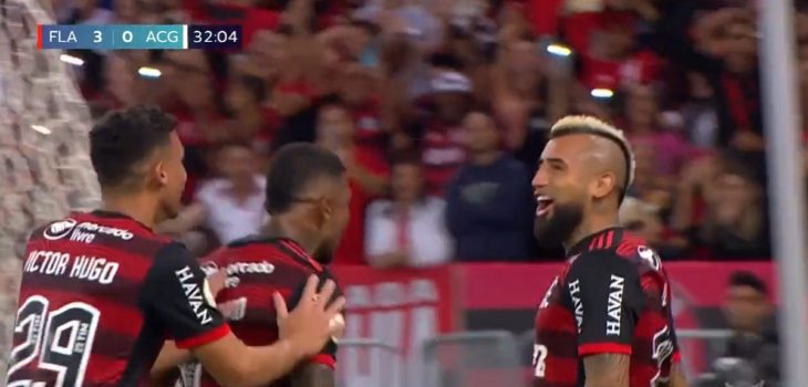 Y eso que lleva dos semanas en Brasil: así fue el primer gol de Arturo Vidal con el Flamengo
