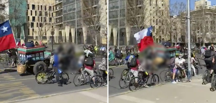 Video capata momento en que carretón atropella ciclistas en actos de campaña por Apruebo y Rechazo
