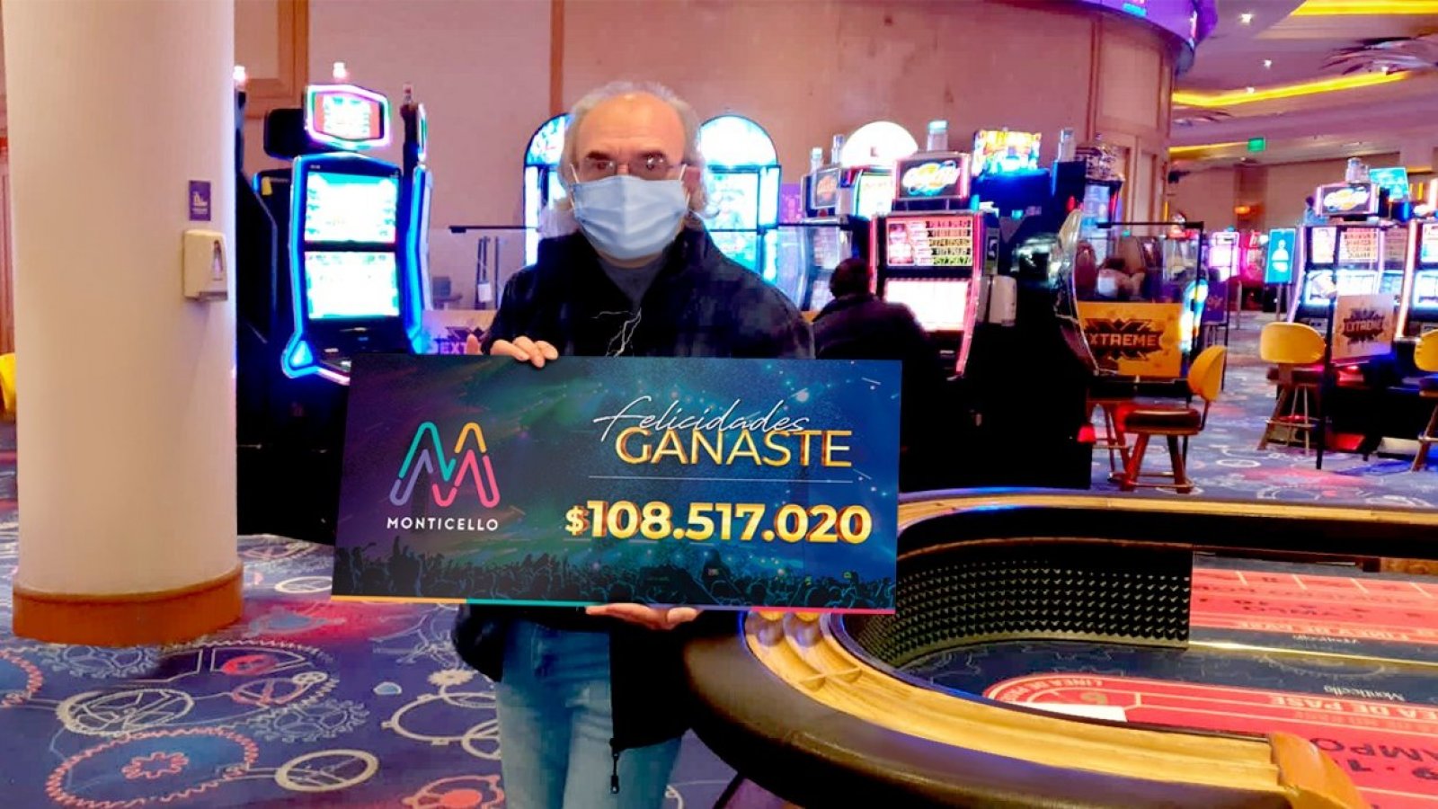 jubilado ganó 108 millones de pesos en casino Monticello