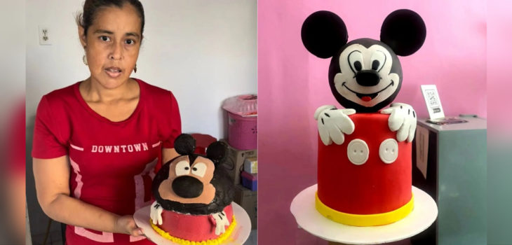 muere repostera torta viral Mickey Mouse