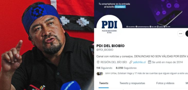 El polémico retuit de la PDI Biobío tras detención de Llaitul