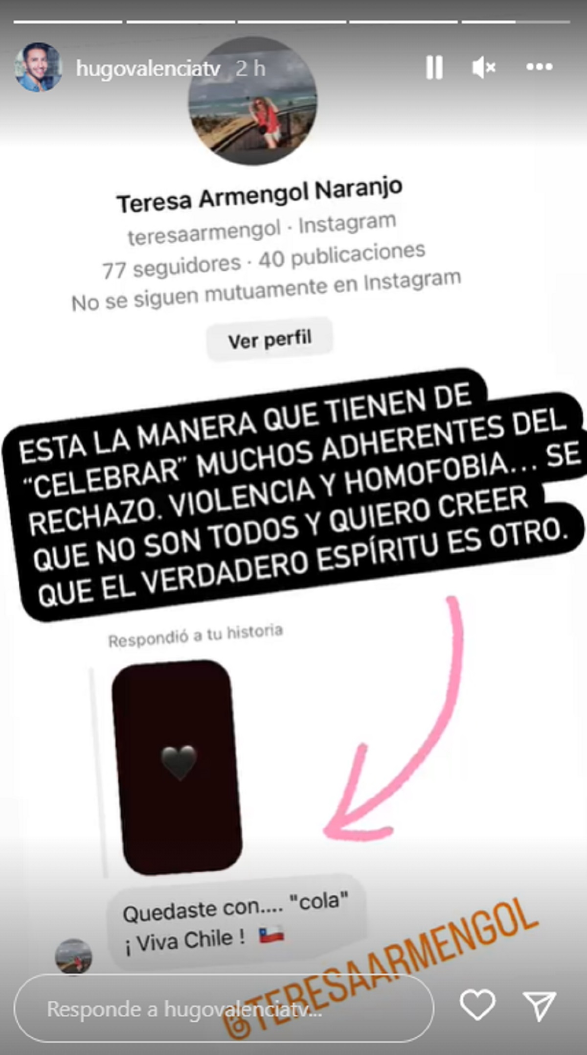 Mensaje que recibió Hugo Valencia