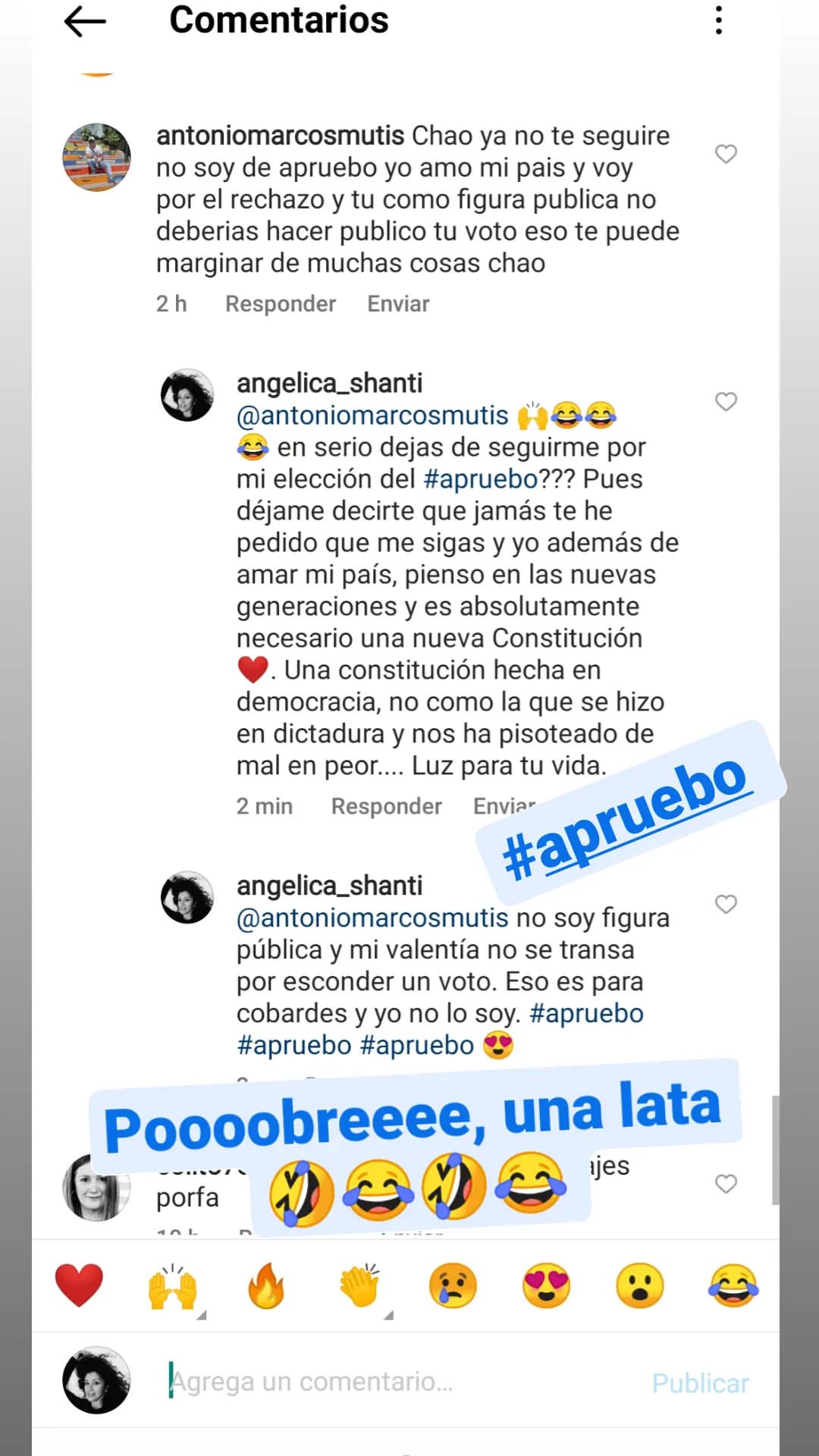 Angélica Sepúlveda frenó en seco a seguidor que cuestionó su opción en plebiscito.