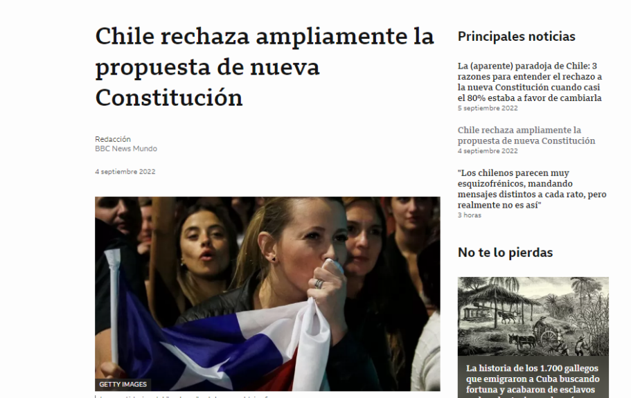"Sigue vigente la de Pinochet": así reaccionó la prensa internacional tras el plebiscito