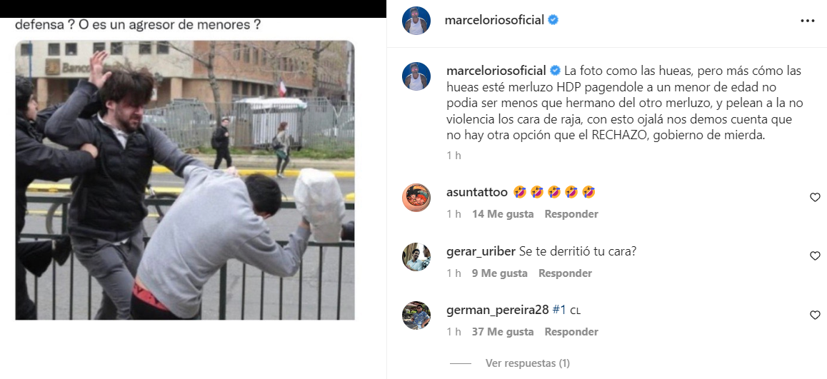 Marcelo Ríos insultó a Simón Boric tras sufrir agresión.