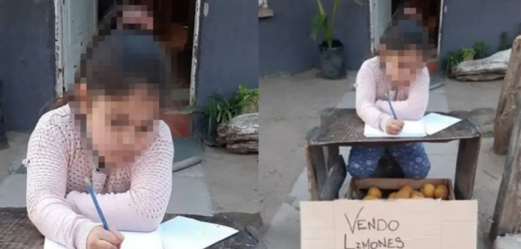 La historia de Victoria, la niña de Córdoba de 7 años que vende limones para ayudar a su mamá