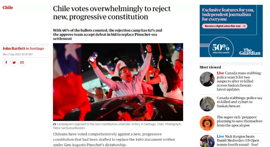 "Sigue vigente la de Pinochet": así reaccionó la prensa internacional tras el plebiscito