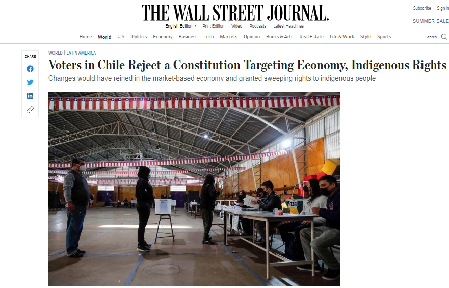 "Sigue vigente la de Pinochet": así reaccionó la prensa internacional tras el plebiscito