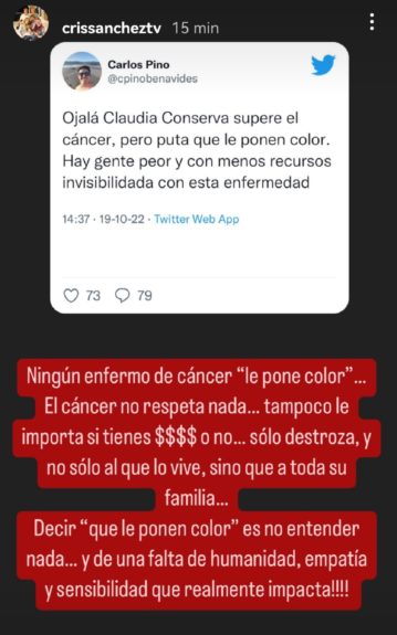 Cristián Sánchez Claudia Conserva cáncer