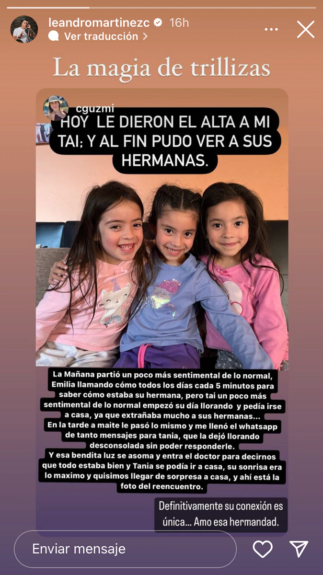 Leandro Martínez actualizó estado de salud de su hija tras ser operada de urgencia