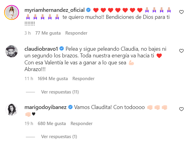 Rostros reaccionan a última publicación de Claudia Conversa.