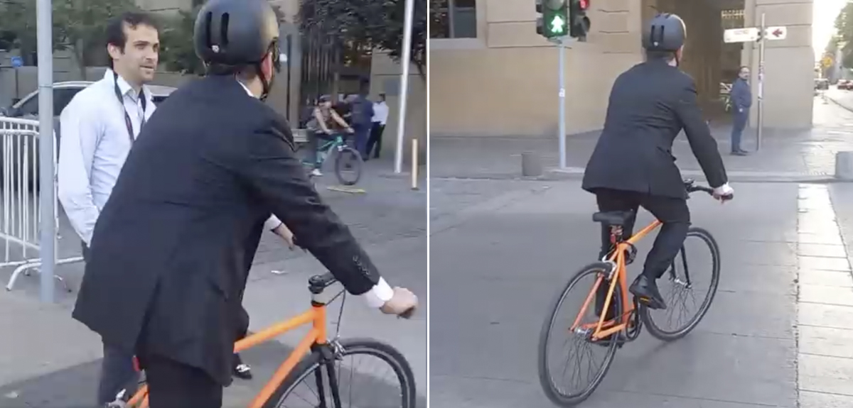 Video Captó Al Presidente Boric Desplazándose En Bicicleta Tras Grabar ...