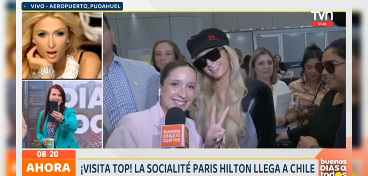 Notera del Buenos Días se lució en entrevista con Paris Hilton al llegar a Chile: alabó su look