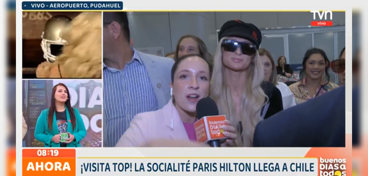 Notera del BDAT se lució con su inglés al conversar con Paris Hilton en su llegada a Chile