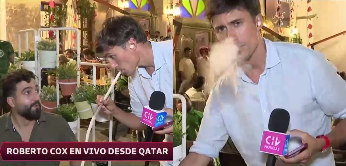 Roberto Cox terminó fumando en hookah en cómico despacho desde Qatar: "Estamos probando de todo"