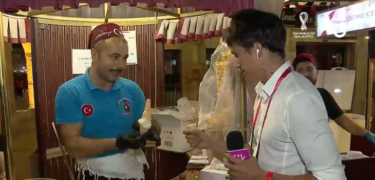 Roberto Cox fue troleado en vivo por vendedor de helados en Qatar: 