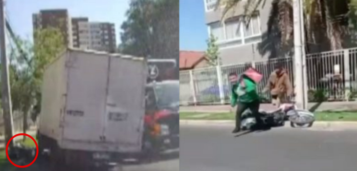 Captan a camionero arrollando moto de delincuente que robó celular en Santiago