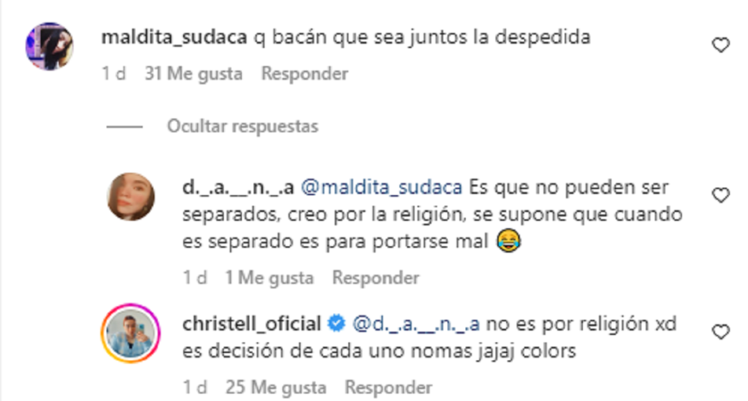 Christell Rodríguez contestó a seguidora que la criticó por su despedida de sotera junto a su pareja