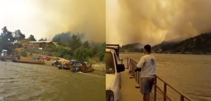 Familias evacuan en balsas tras incendio en Santa Juana