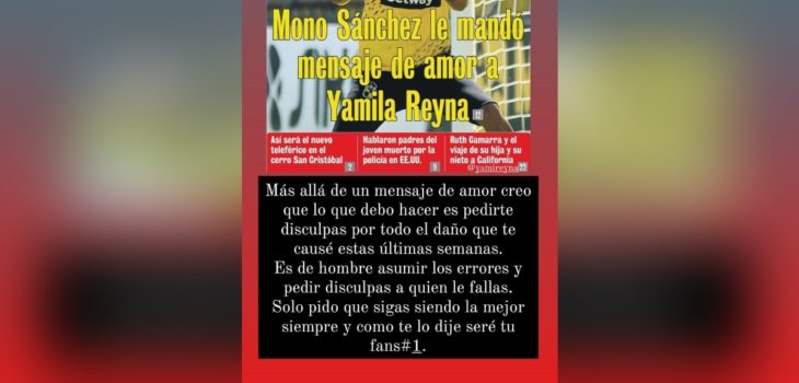 Mono Sánchez ofreció disculpas a Yamila Reyna