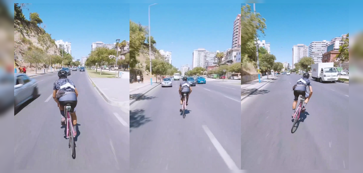 Viralizan indignante actuar de ciclista en Viña del Mar: iba a alta velocidad en contra del tránsito