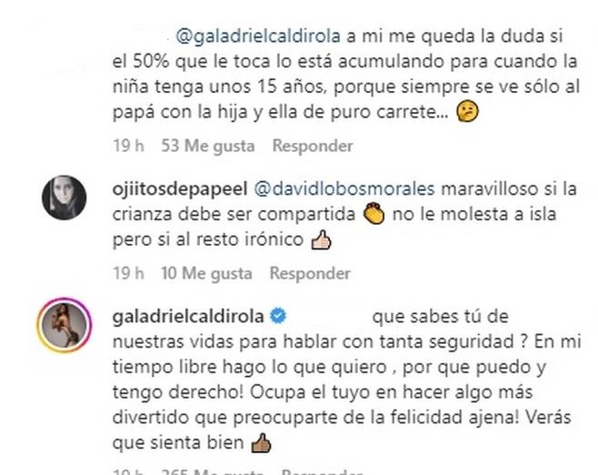 Gala Caldirola frenó comentario seguidora